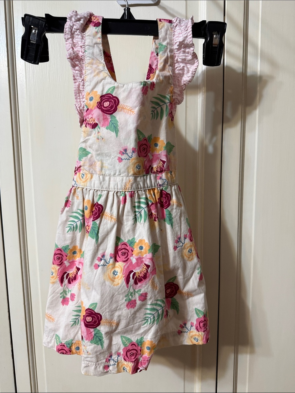 Ruffle Butts Cream Sundress with Pink & Yellow Floral Print